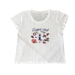 NWT LOFT Lou & Grey White W/Cape Cod Graphic Softserve Tee